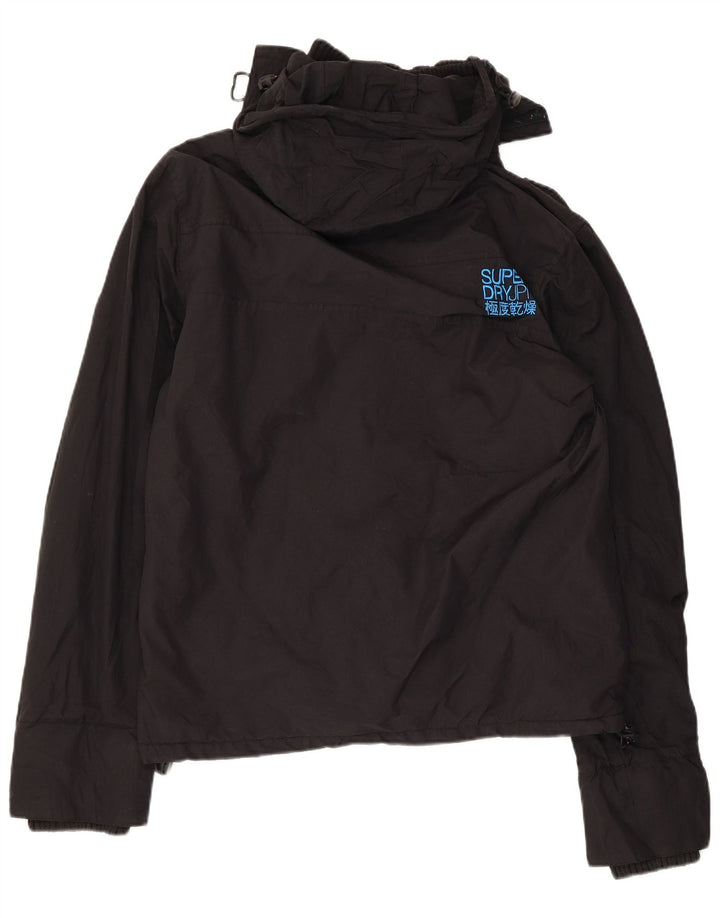 SUPERDRY Женская ветровка с капюшоном UK 16, большой черный нейлон