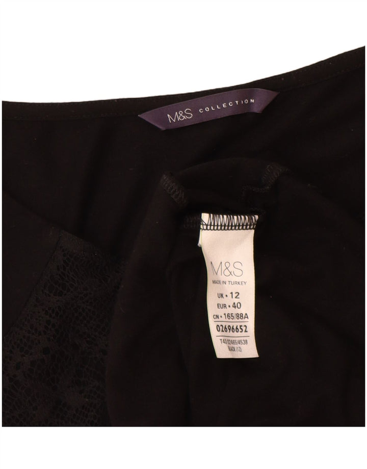 Женский топ с длинным рукавом Marks & Spencer UK 12, средний черный, вискоза