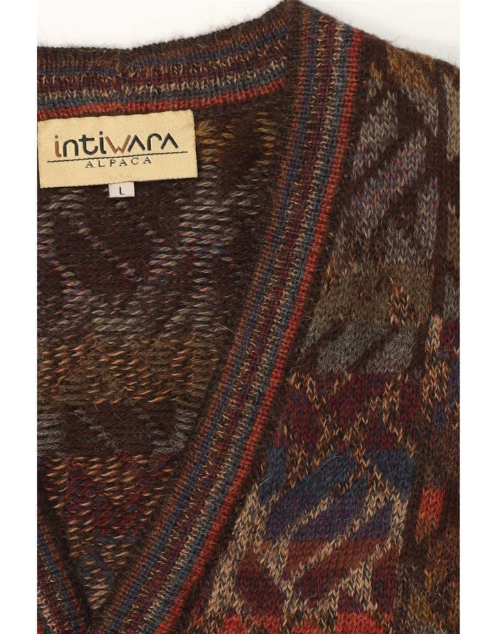 Мужской кардиган Intiwara, большой разноцветный геометрический свитер из шерсти альпаки