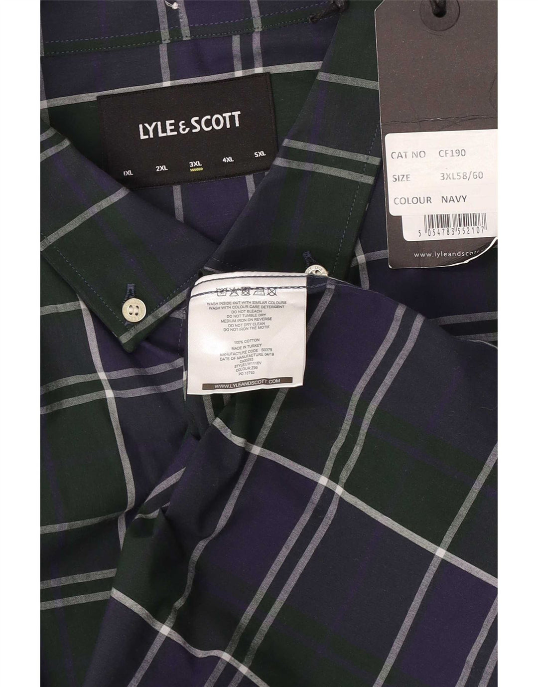 Мужская рубашка Lyle & Scott 3XL, темно-синяя клетка, хлопок