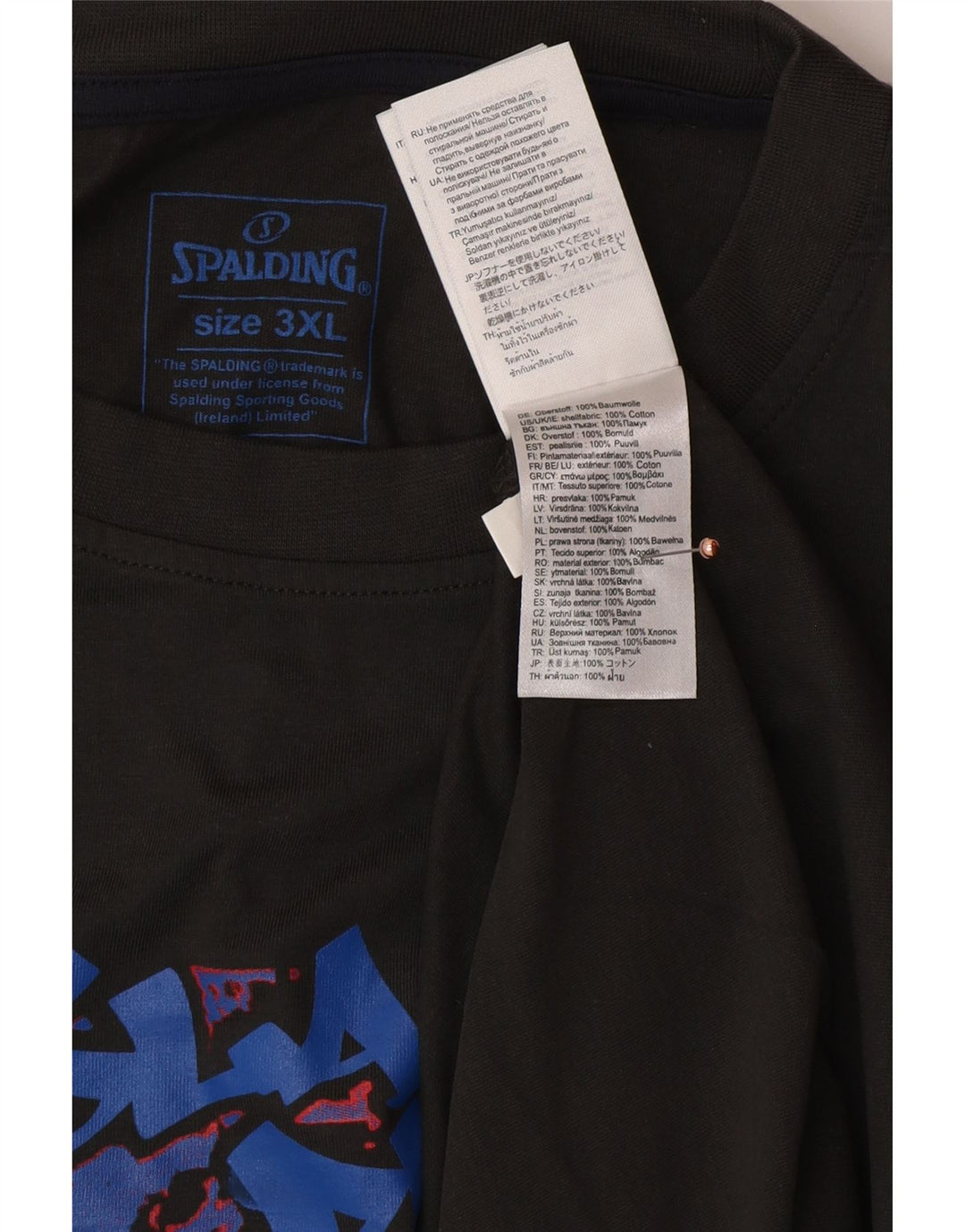 SPALDING Мужская футболка с рисунком Топ 3XL Серый хлопок
