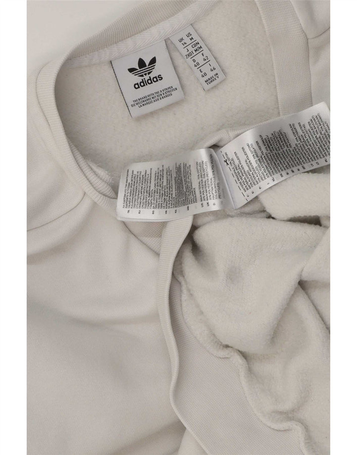 Женский свитер оверсайз Adidas UK 14, средний белый хлопок, толстовка