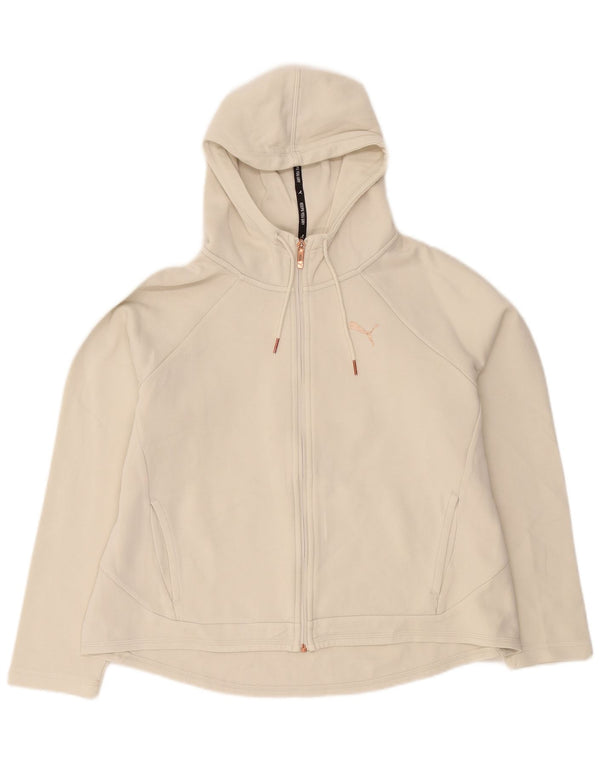 Женский свитер с капюшоном на молнии Puma UK 18 XL, белый хлопок