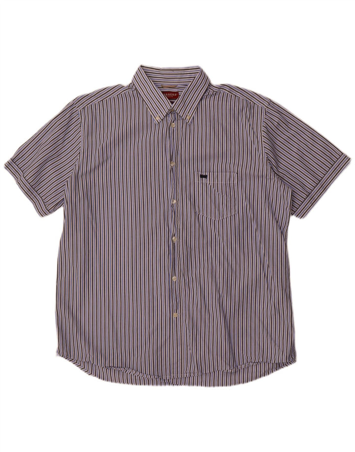 Carrera Мужская рубашка обычного кроя с коротким рукавом 2XL, хлопковая синяя полоска