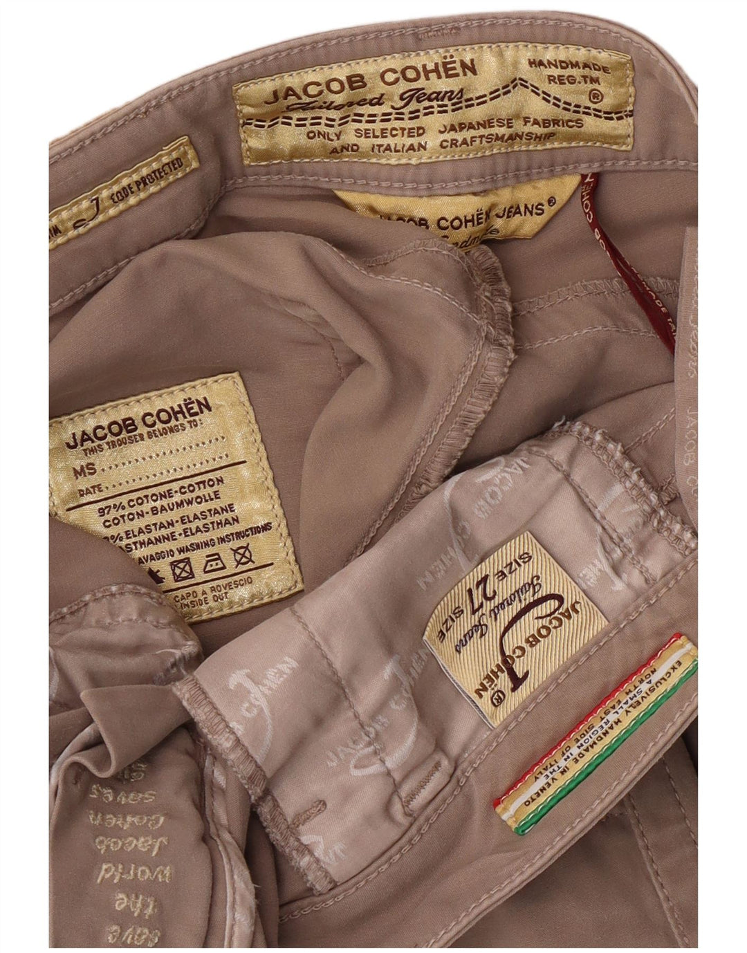 Женские узкие повседневные брюки Jacob Cohen W27 L28, бежевый хлопок