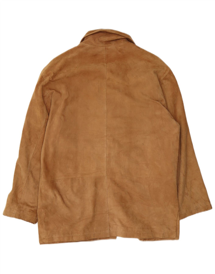 Женская замшевая куртка VINTAGE UK 16, большая коричневая кожаная