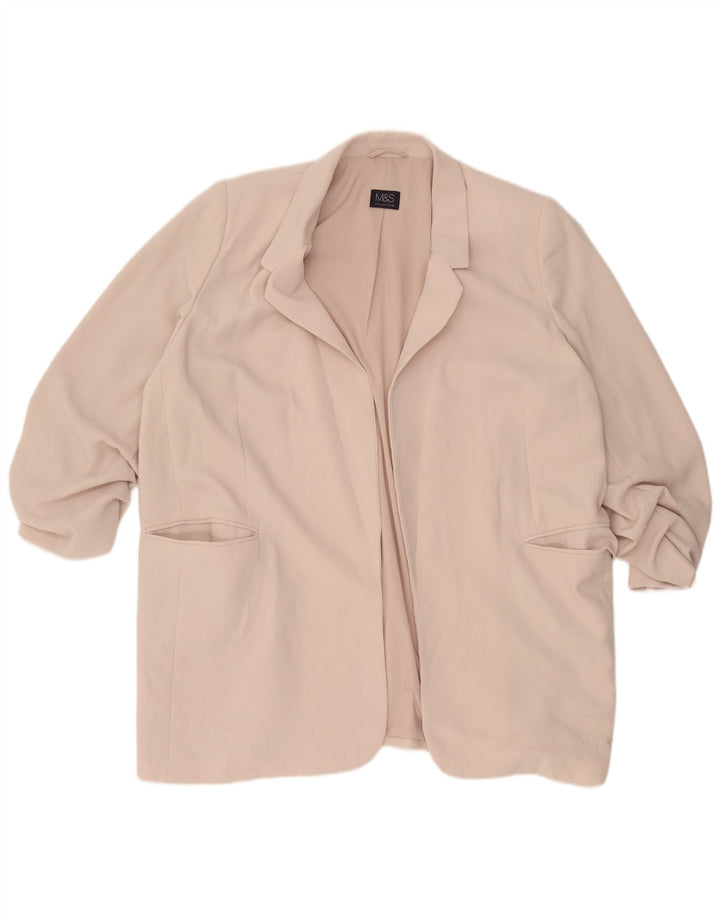 Женский открытый блейзер с рукавами 3/4 Marks & Spencer UK 22 3XL бежевый