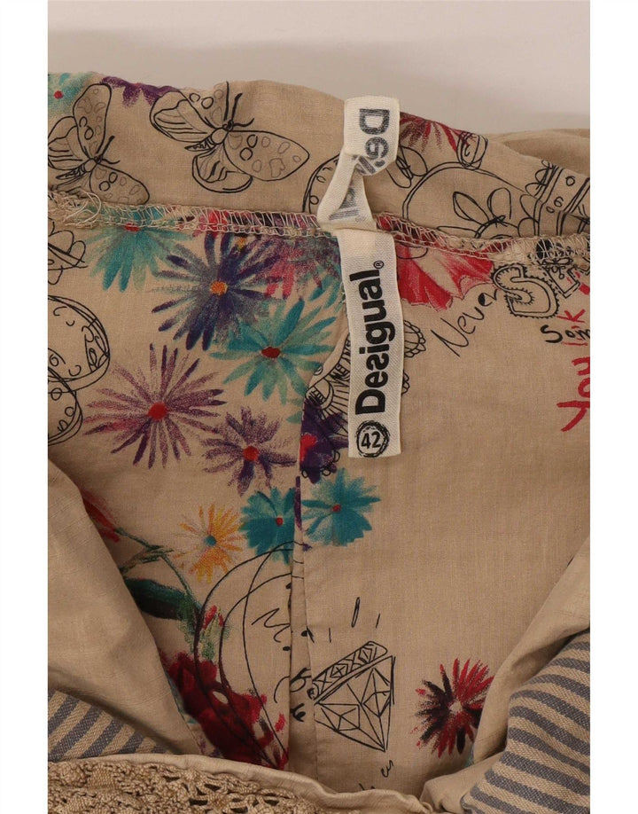 Женский укороченный пиджак на молнии Desigual, большой размер, бежевый хлопок, EU 42