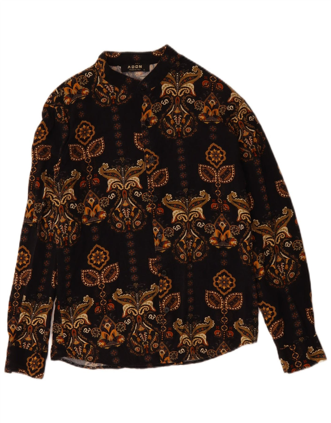 ADON Мужская рубашка маленькая черная с узором пейсли