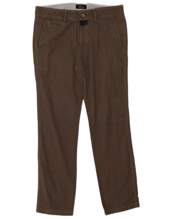 Мужские прямые брюки-чиносы Zara EU 40 Medium W31 L30 серые с узором «в елочку»