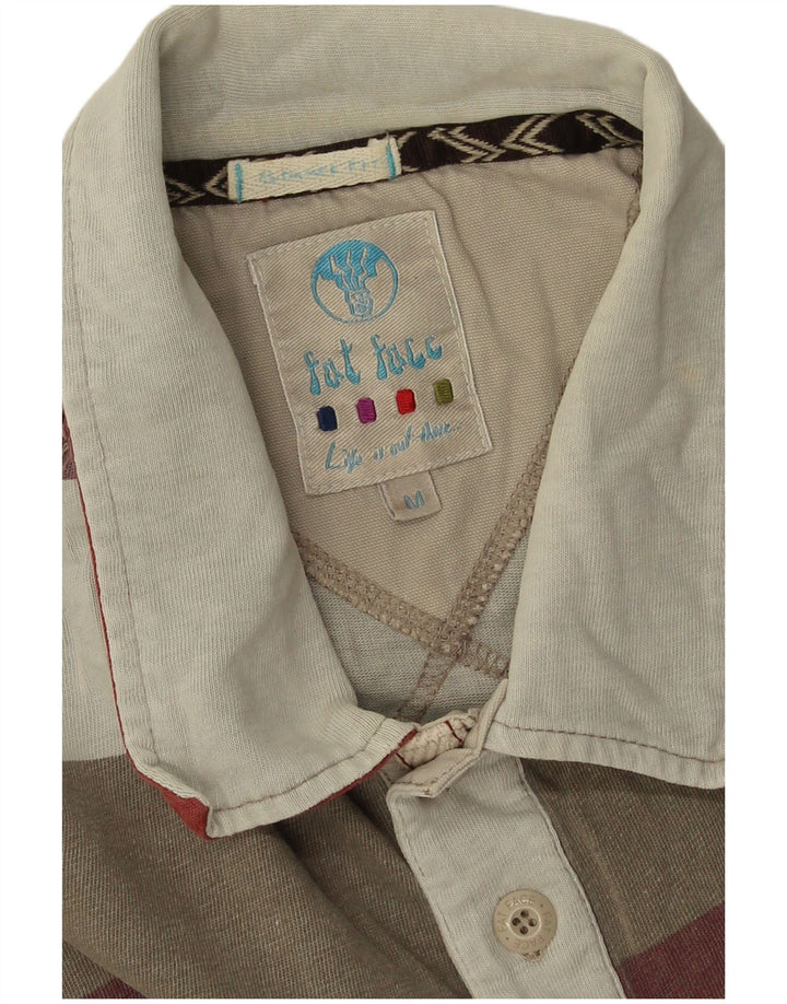 Мужская рубашка поло Fat Face из хлопка в разноцветную полоску среднего размера