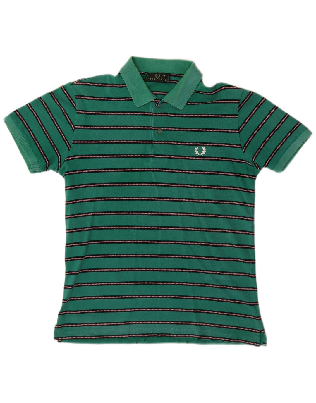 Мужская рубашка-поло Fred Perry, хлопок в зеленую полоску среднего размера