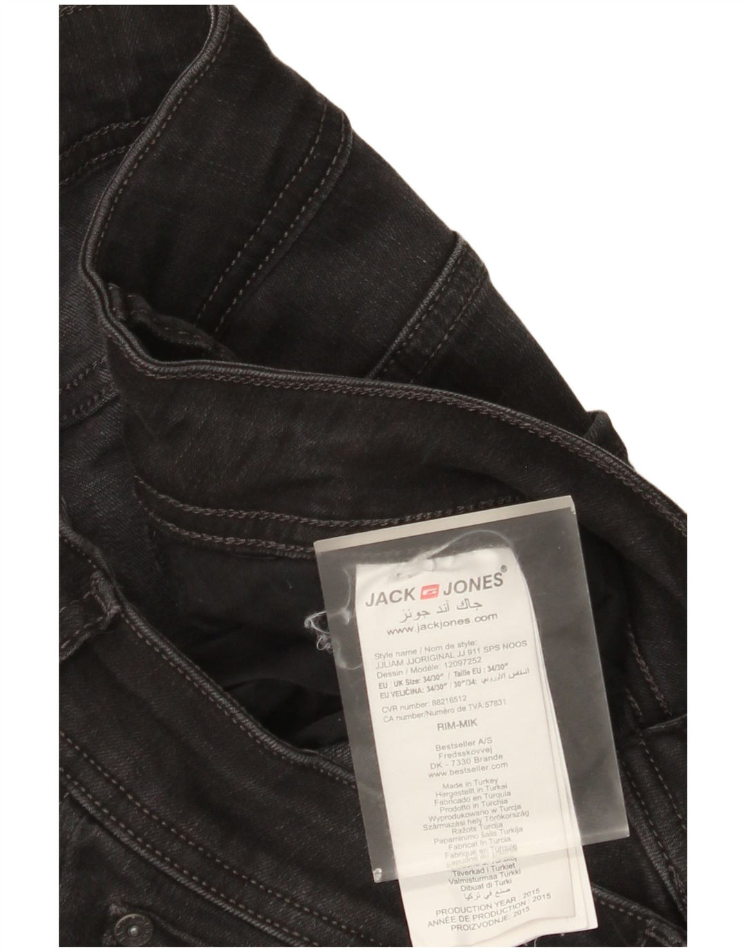 Мужские узкие джинсы Jack & Jones W34 L30, черный хлопок