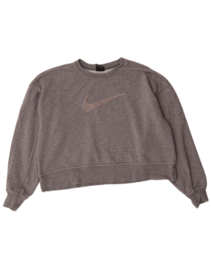 Женский джемпер большого размера с рисунком Nike Dri Fit UK 10, маленький серый