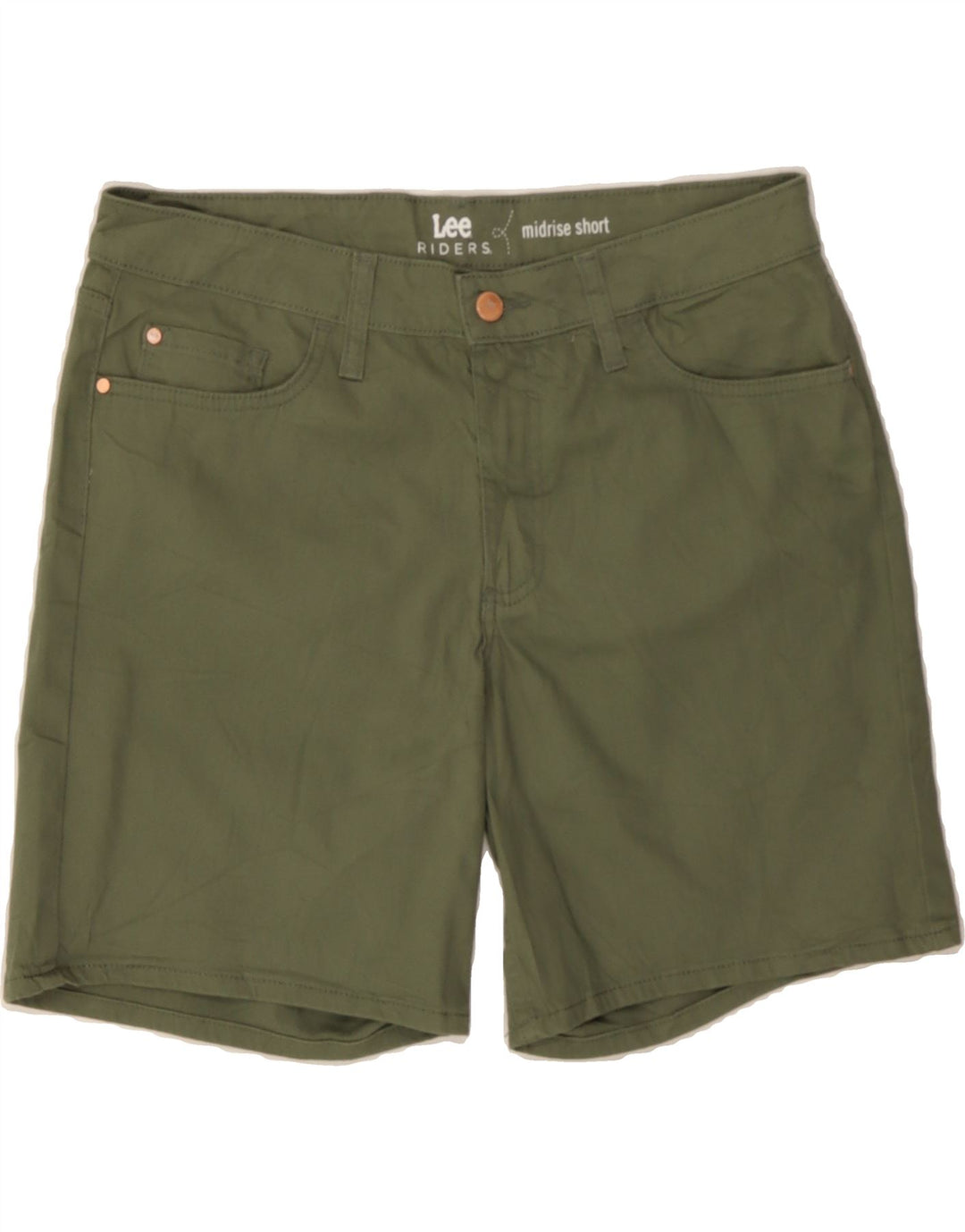 LEE Womens Riders Mid Rise Casual Shorts W32 Large Khaki Vintage Lee and Second-Hand Lee from Messina Hembry 