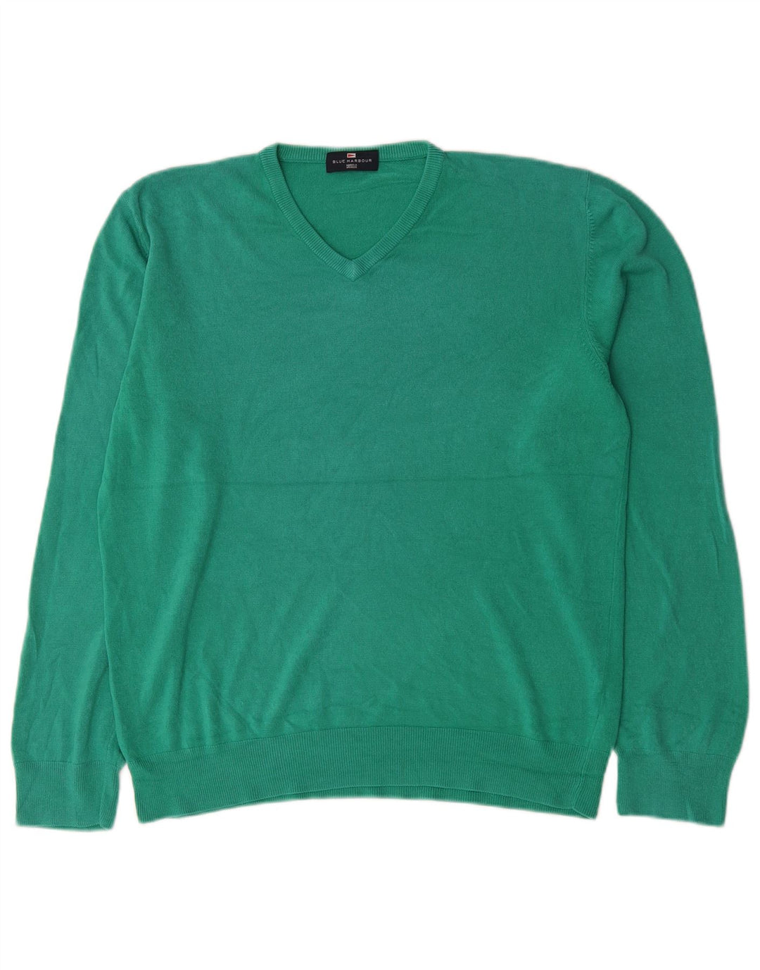Мужской джемпер с v-образным вырезом Marks & Spencer Blue Harbour, большой зеленый