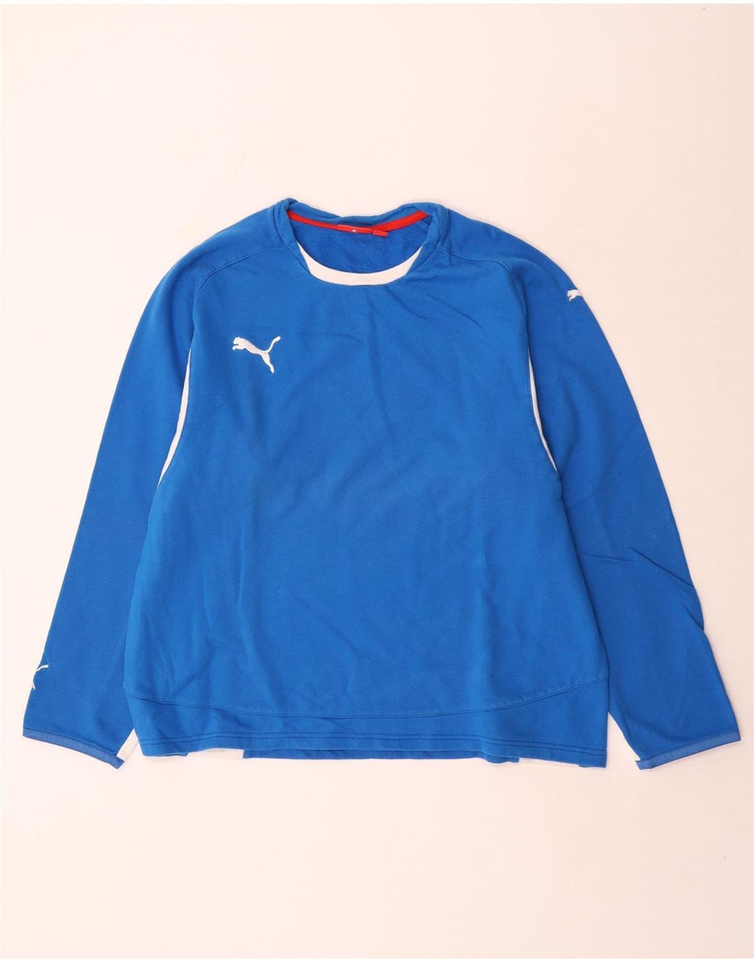 Женский топ Puma с длинным рукавом UK 14, средний синий, хлопок с цветными блоками