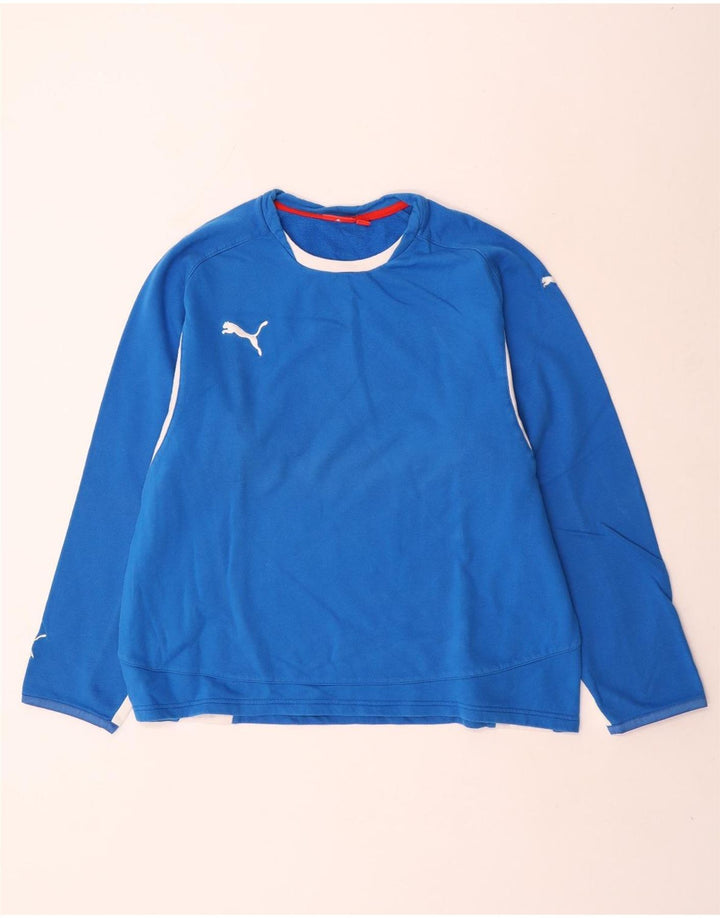 Женский топ Puma с длинным рукавом UK 14, средний синий, хлопок с цветными блоками