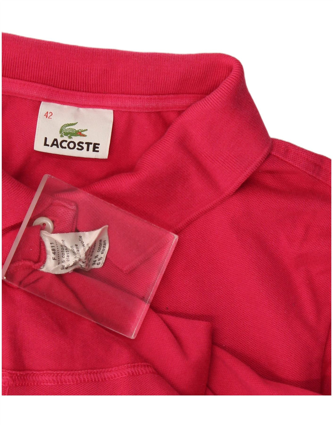Женская рубашка поло Lacoste, размер 42, большая розовая, хлопок