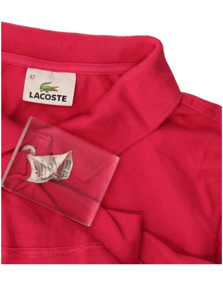 Женская рубашка поло Lacoste, размер 42, большая розовая, хлопок