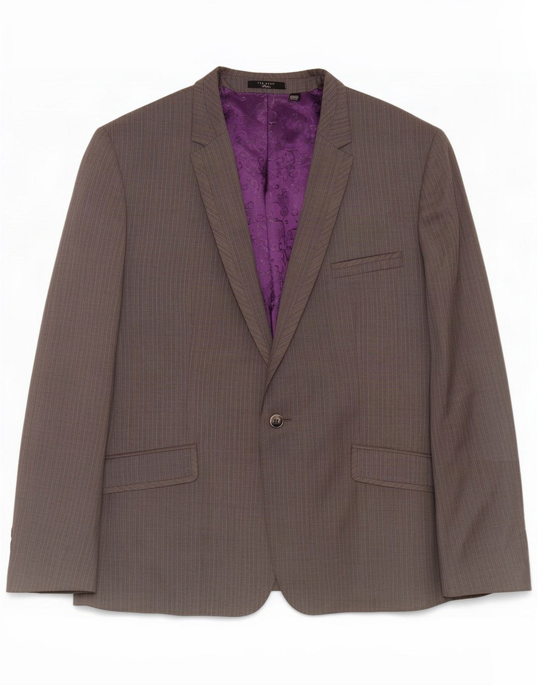 Мужской пиджак на 1 пуговице Ted Baker UK 44 2XL, серая шерсть в тонкую полоску