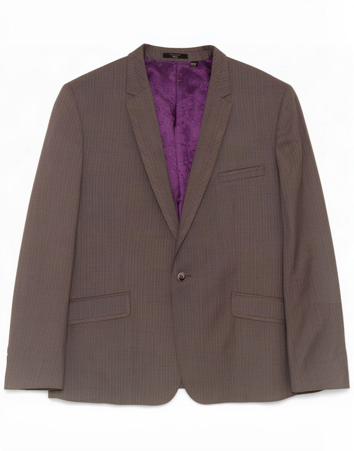 Мужской пиджак на 1 пуговице Ted Baker UK 44 2XL, серая шерсть в тонкую полоску