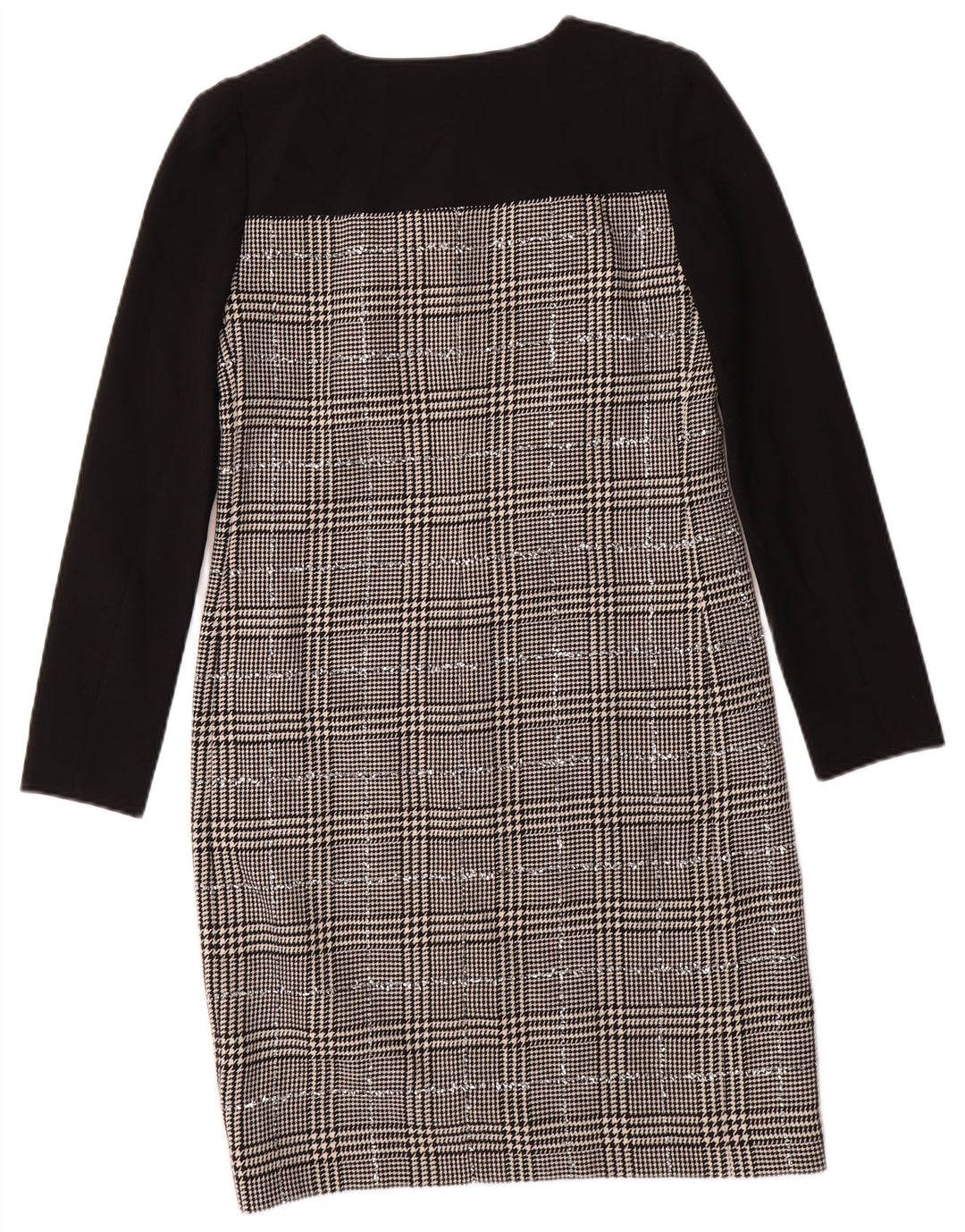 Женское платье-футляр JAEGER с длинными рукавами, Великобритания, 8, маленькое, черное, с узором «гусиные лапки», шерсть