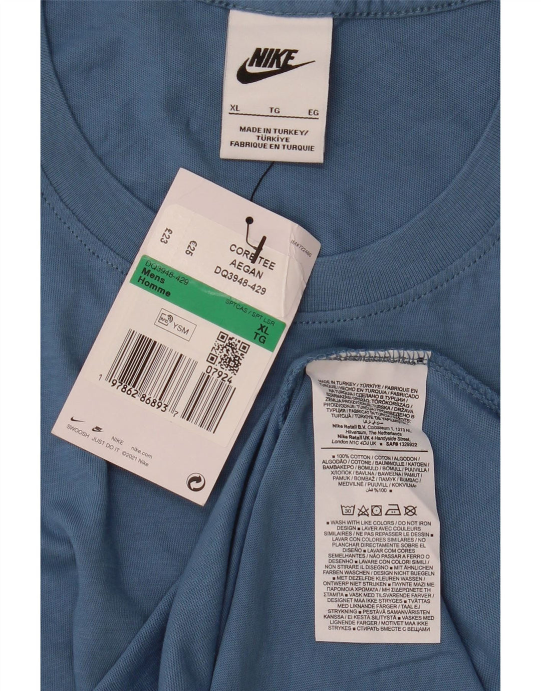 Мужская футболка Nike Top XL, синяя, хлопок