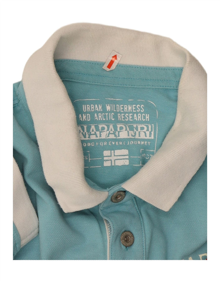 Мужская рубашка поло NAPAPIJRI XL, синяя, хлопок с цветными блоками