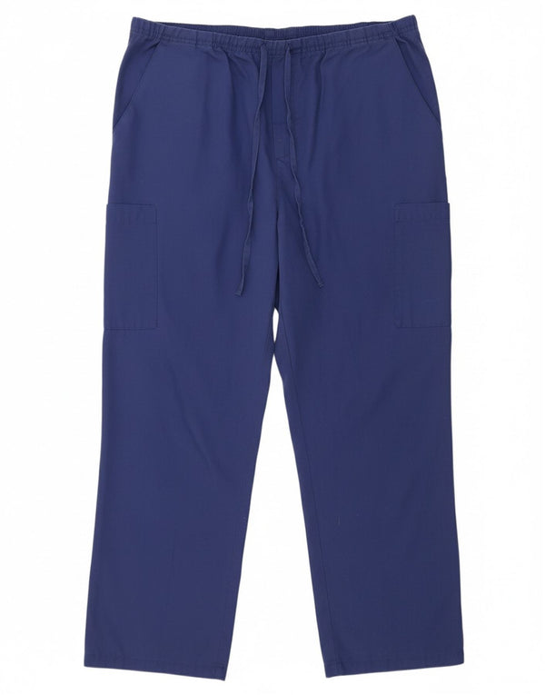 DICKIES Mens Straight Cargo Trousers 3XL W48 L30 Blue Polyester