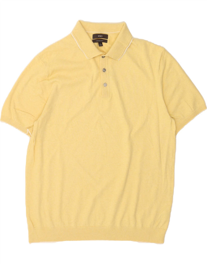 MARKS & SPENCER Mens Polo Shirt XL Yellow Cotton Vintage Marks & Spencer and Second-Hand Marks & Spencer from Messina Hembry 