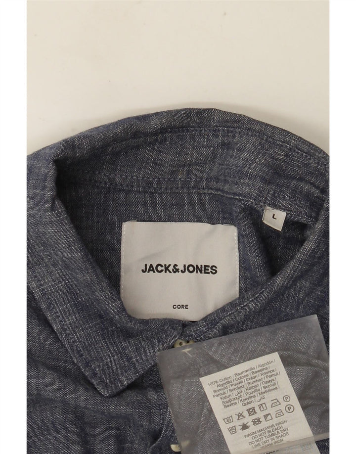 Мужская рубашка JACK & JONES Core, большая темно-синяя хлопковая рубашка в крапинку