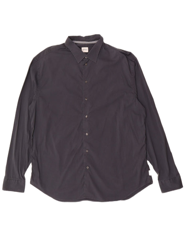 Мужская рубашка Armani Collezioni 2XL темно-синяя хлопковая