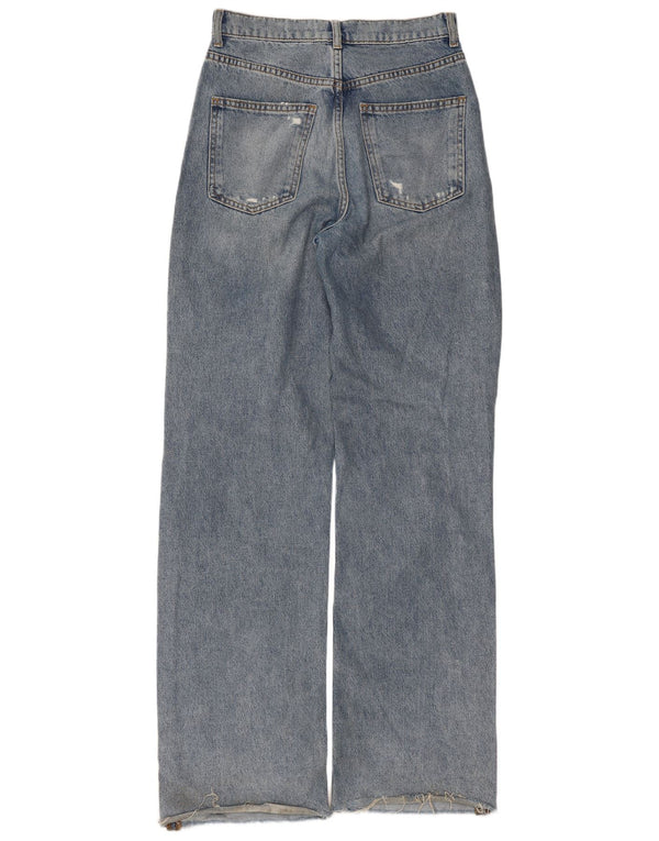 Женские потертые широкие джинсы с высокой талией Zara EU 36 XS W26 L34 синие
