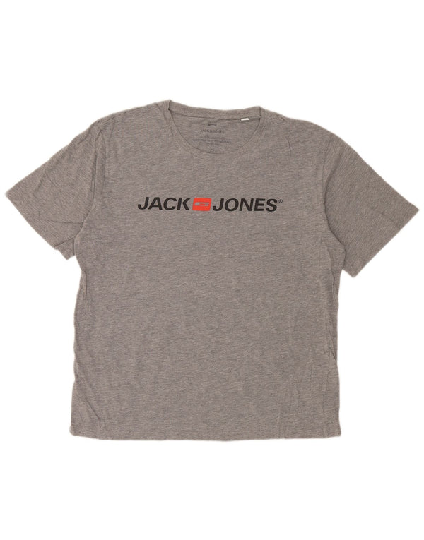Мужская футболка с рисунком Jack & Jones Top XL, серый хлопок с крапинками
