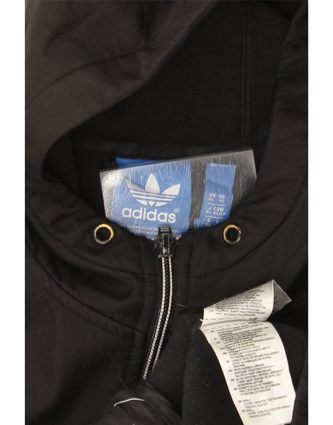 Мужской свитер с капюшоном на молнии Adidas XS, черный полиэстер