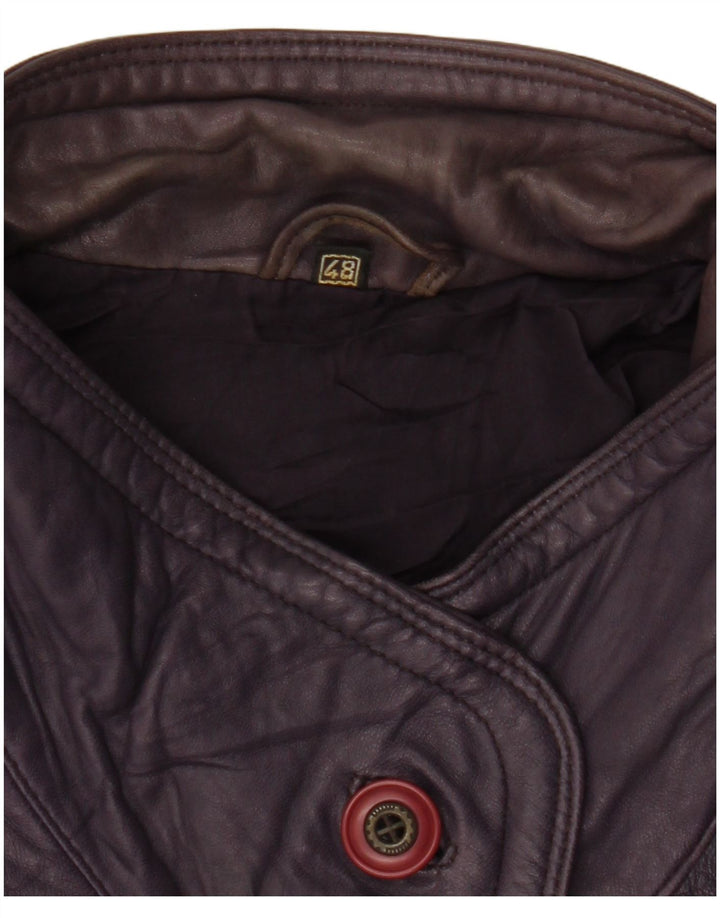 ВИНТАЖНОЕ женское кожаное пальто EU 48 2XL фиолетовое кожаное