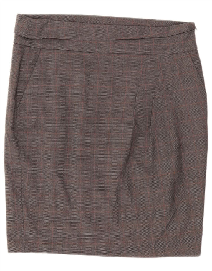 BENETTON Womens Pencil Skirt IT 44 Medium W34 Grey Check Polyester