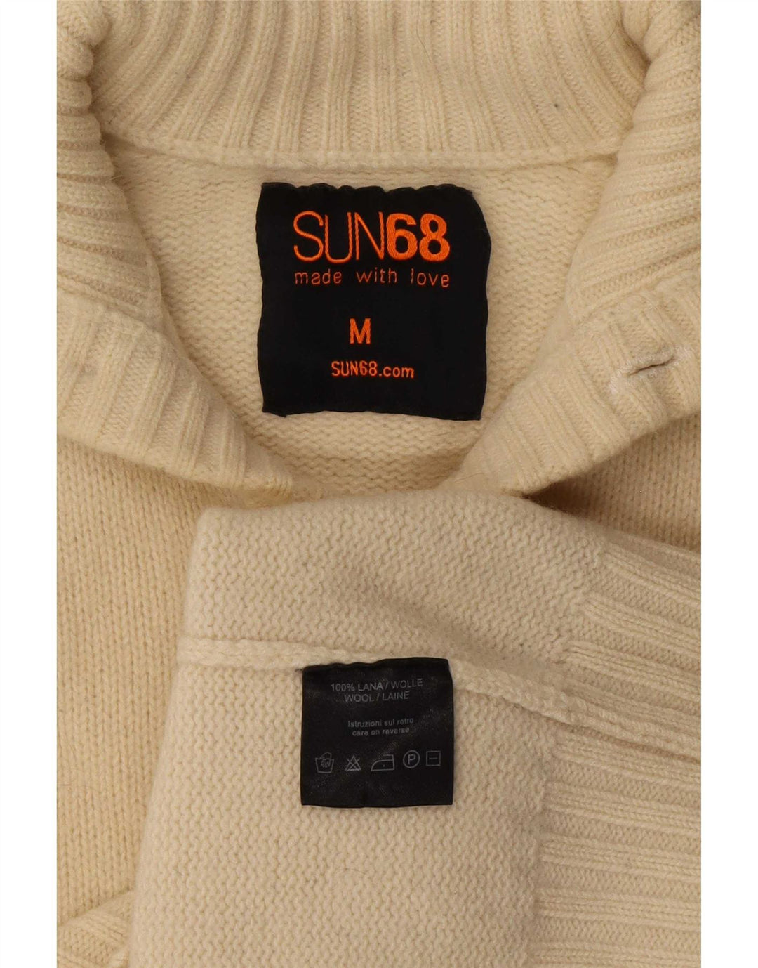 Sun68 Женский кардиган-свитер UK 14 Medium Off White Wool