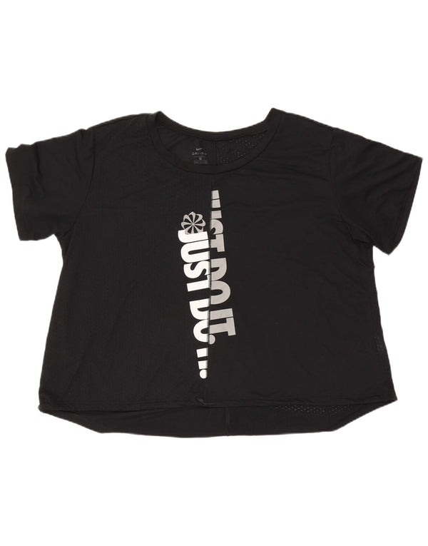 Женская футболка оверсайз с рисунком Nike Dri Fit UK 20 2XL, черный полиэстер