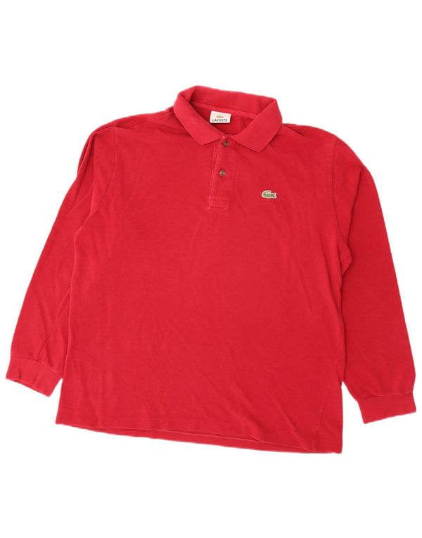 Мужская рубашка-поло с длинным рукавом Lacoste, размер 5, большая красная хлопковая рубашка