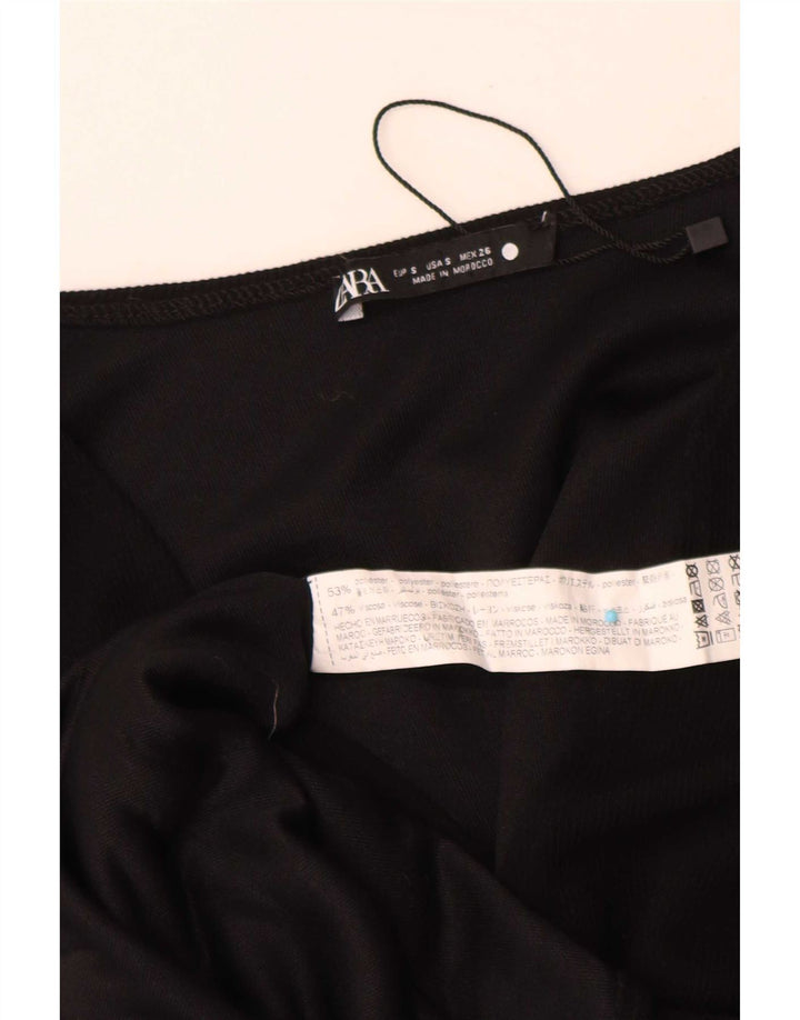 Женское платье макси Zara UK 10, маленькое черное, полиэстер