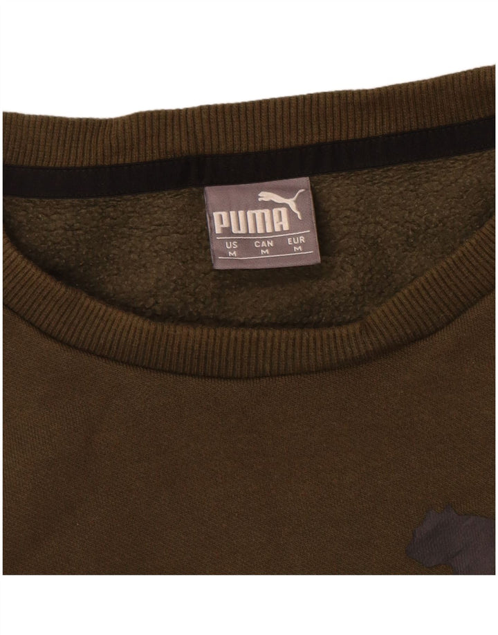 Мужской свитшот с рисунком Puma, хлопковый джемпер среднего цвета хаки