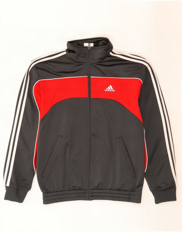 Мужской спортивный костюм Adidas с графическим принтом, верхняя куртка, Великобритания, 36/38, маленький серый цвет с цветными блоками