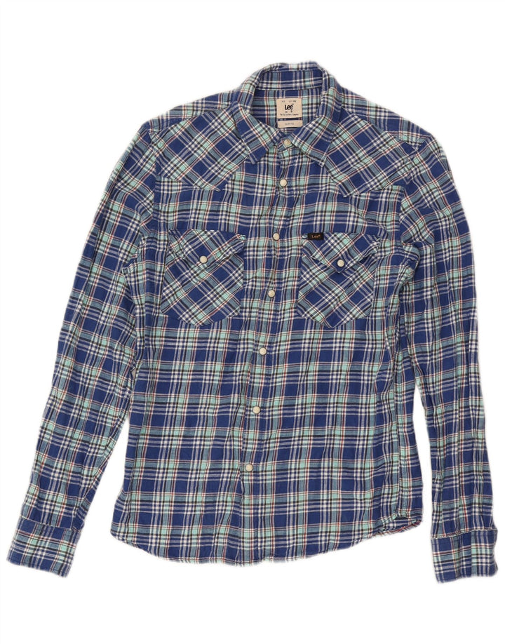 Мужская фланелевая рубашка Lee Slim Fit, маленькая синяя клетка, хлопок