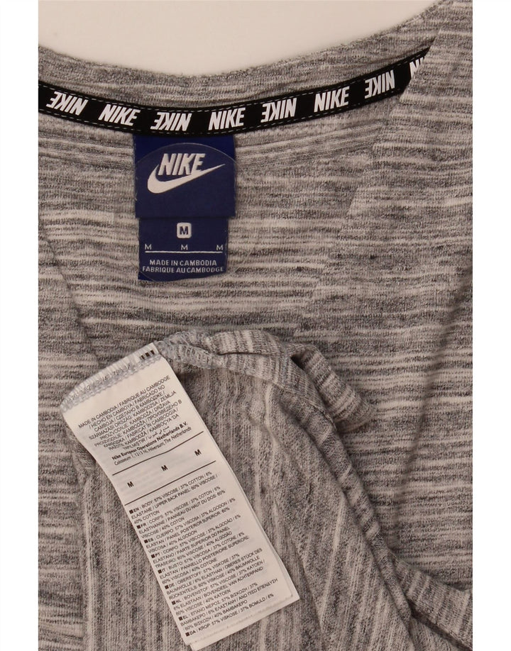 Женская футболка Nike Top UK 14, хлопковая, в серую полоску среднего размера