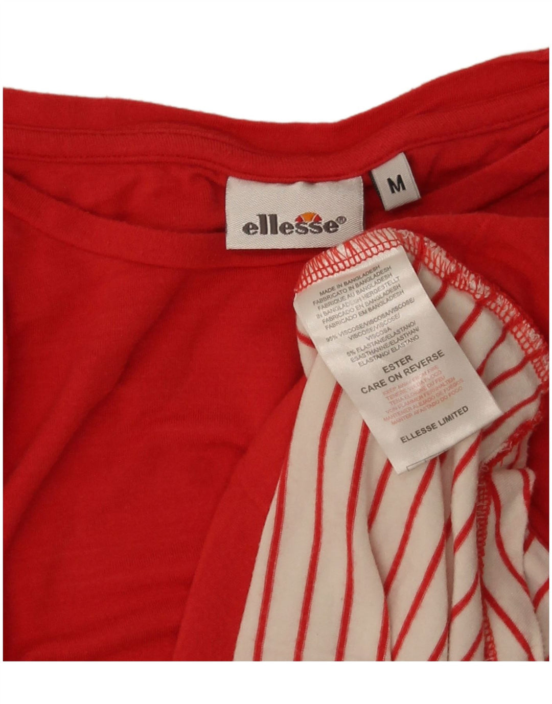 Женская футболка Ellesse Top UK 14, средний красный в полоску, вискоза