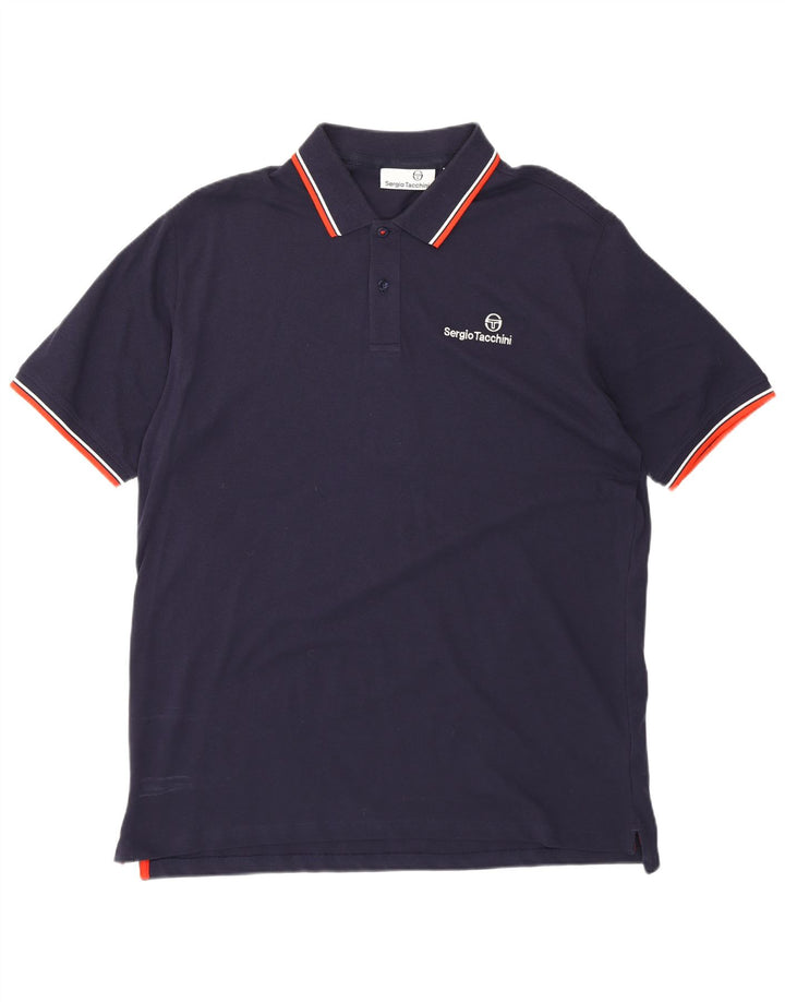 Мужская рубашка-поло Sergio Tacchini 2XL темно-синяя, хлопок