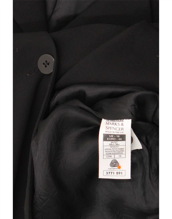 Женское пальто Marks & Spencer UK 16, большое черное, новое шерстяное