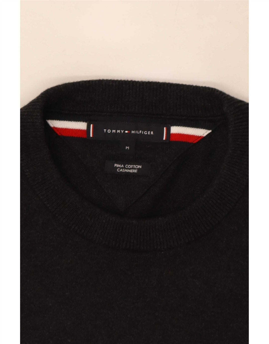 Мужской джемпер с круглым вырезом Tommy Hilfiger, хлопковый свитер среднего серого цвета